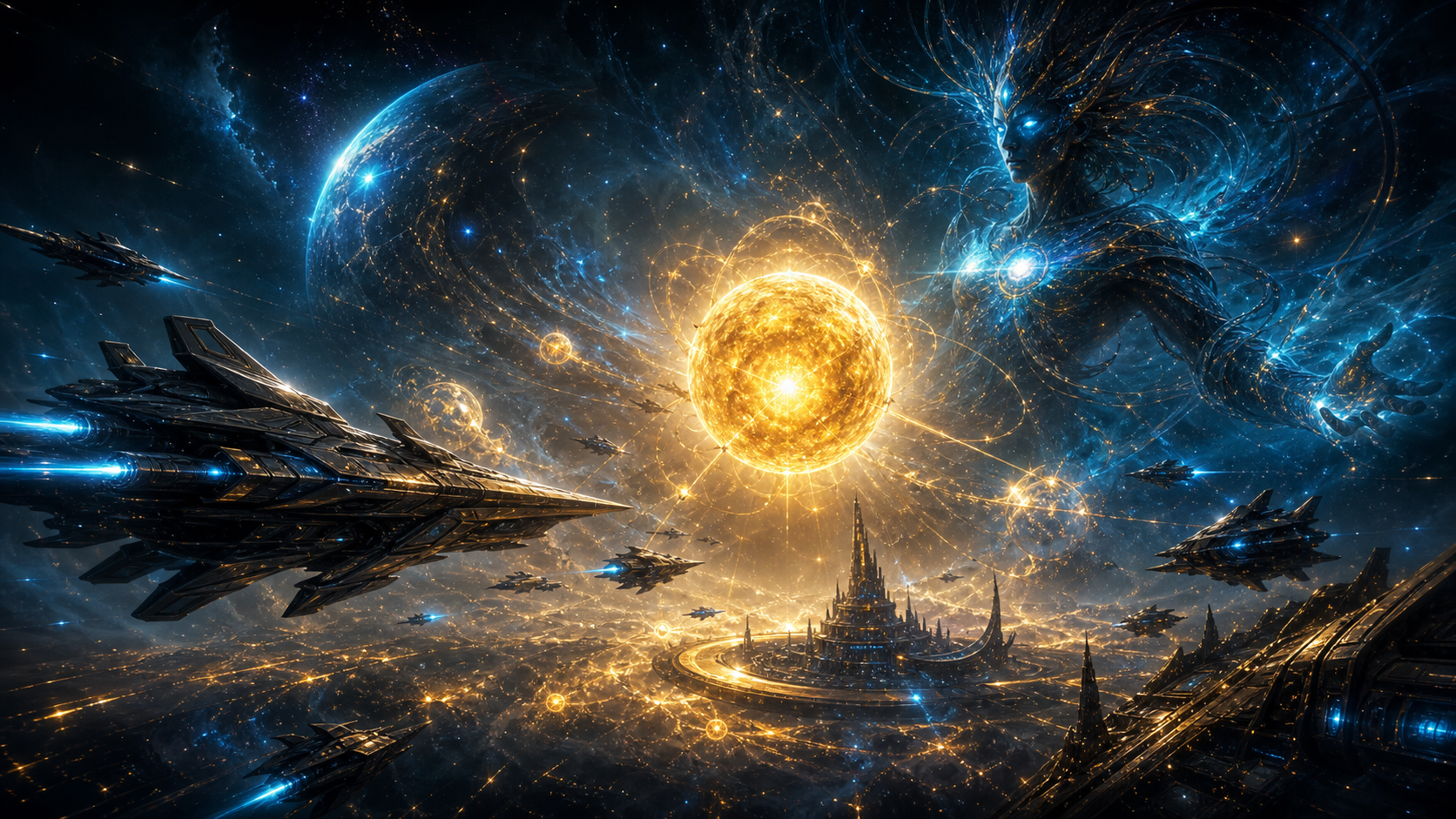 AI film world with cosmic battle visuals and cinematic concept art